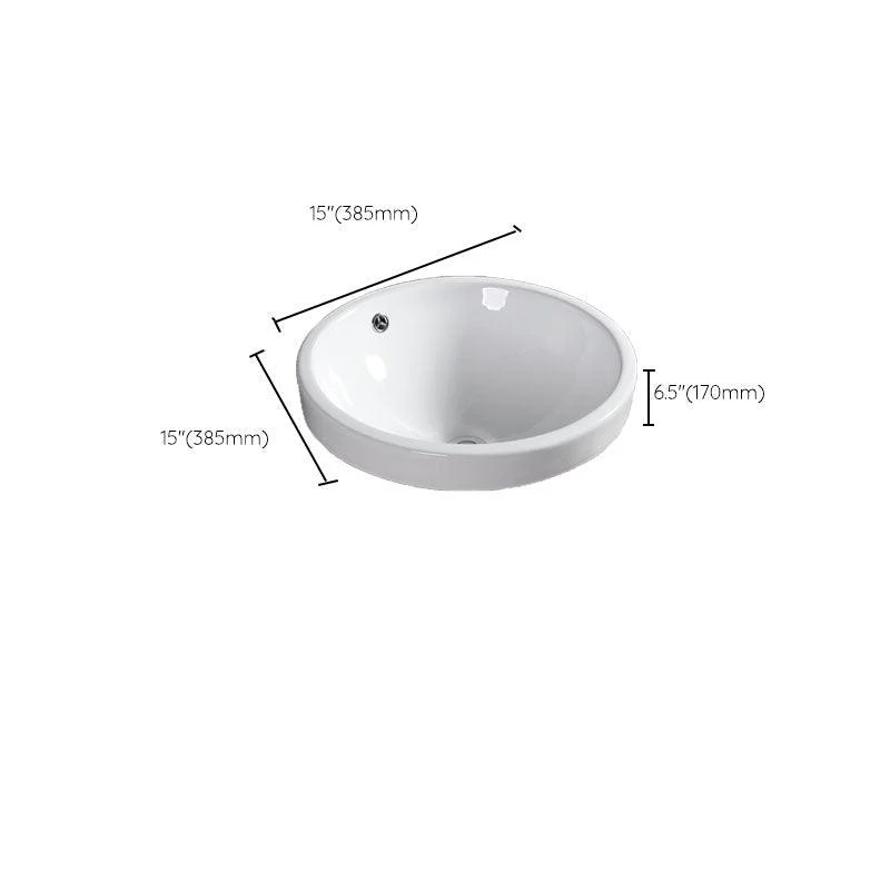 Contemporary Bathroom Sink with Overflow Porcelain Round Vessel Bathroom Sink Only -Bathlova