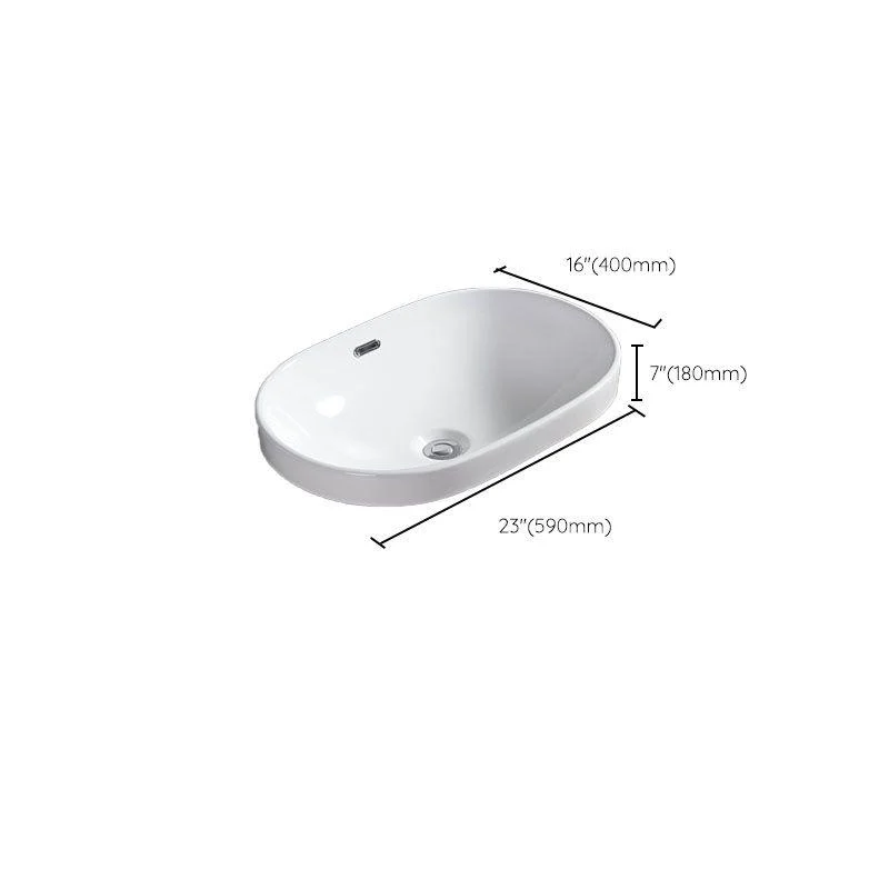 Contemporary Bathroom Sink with Overflow Porcelain Round Vessel Bathroom Sink Only -Bathlova