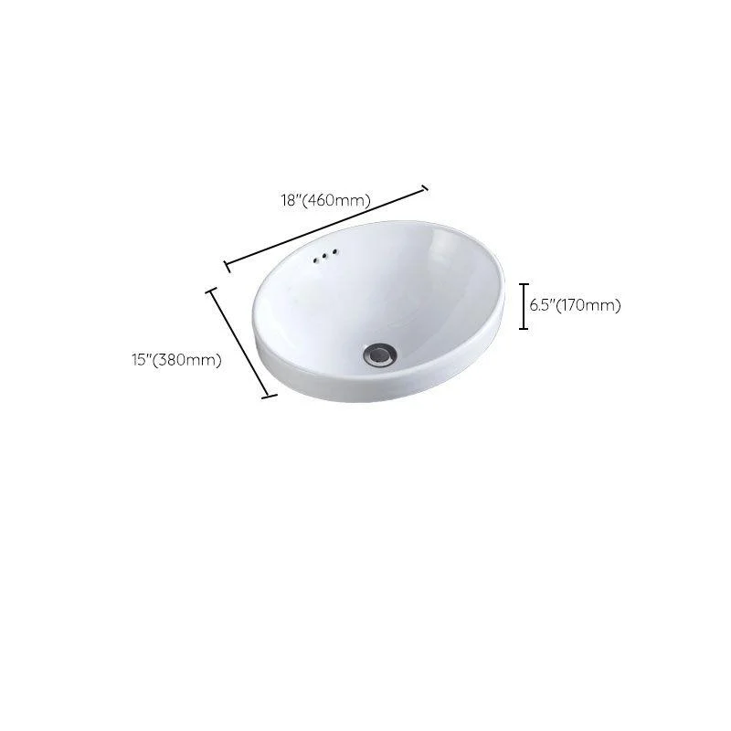 Contemporary Bathroom Sink with Overflow Porcelain Round Vessel Bathroom Sink Only -Bathlova