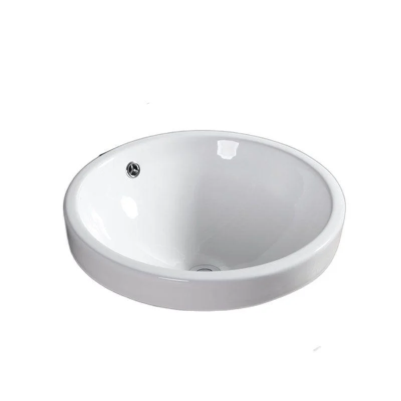 Contemporary Bathroom Sink with Overflow Porcelain Round Vessel Bathroom Sink Only -Bathlova