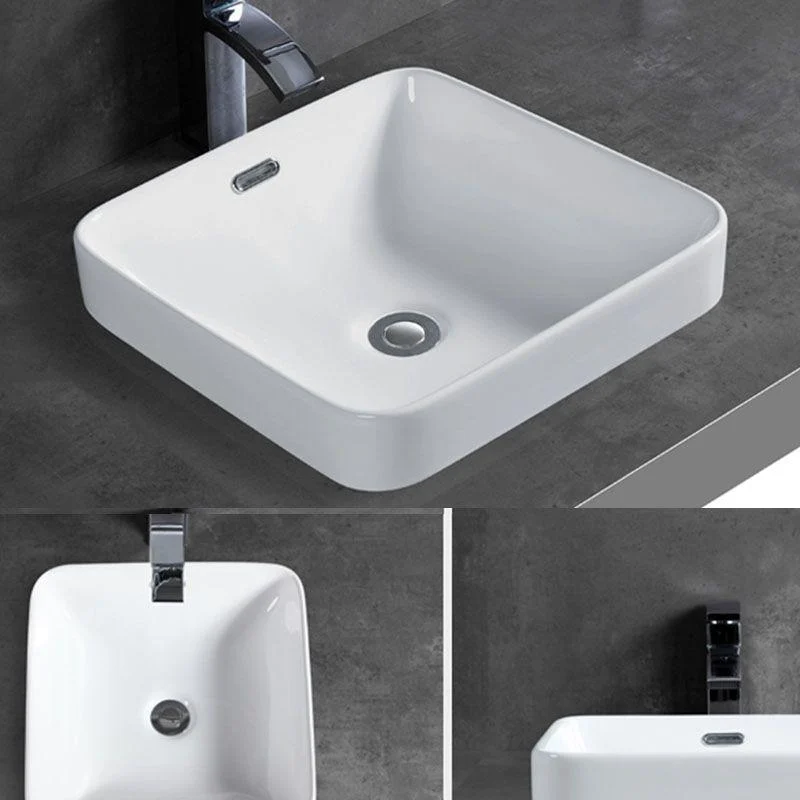 Contemporary Bathroom Sink with Overflow Porcelain Round Vessel Bathroom Sink Only -Bathlova