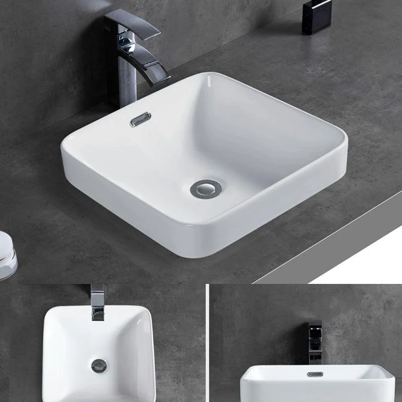 Contemporary Bathroom Sink with Overflow Porcelain Round Vessel Bathroom Sink Only -Bathlova