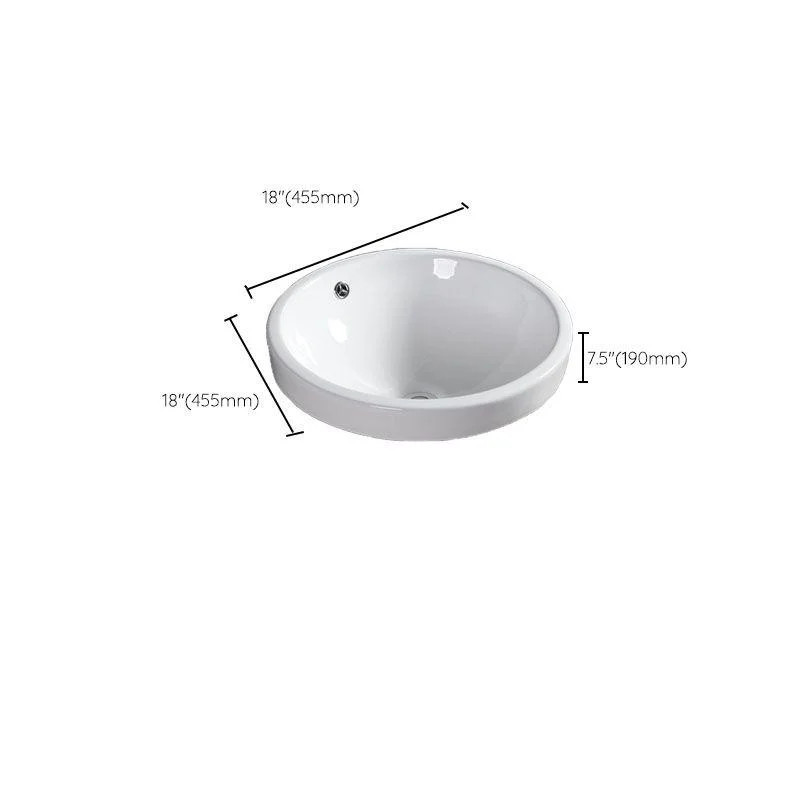 Contemporary Bathroom Sink with Overflow Porcelain Round Vessel Bathroom Sink Only -Bathlova