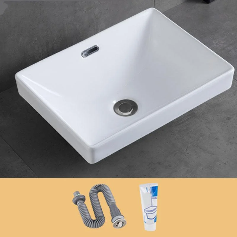 Contemporary Bathroom Sink with Overflow Porcelain Round Vessel Bathroom Sink Only -Bathlova