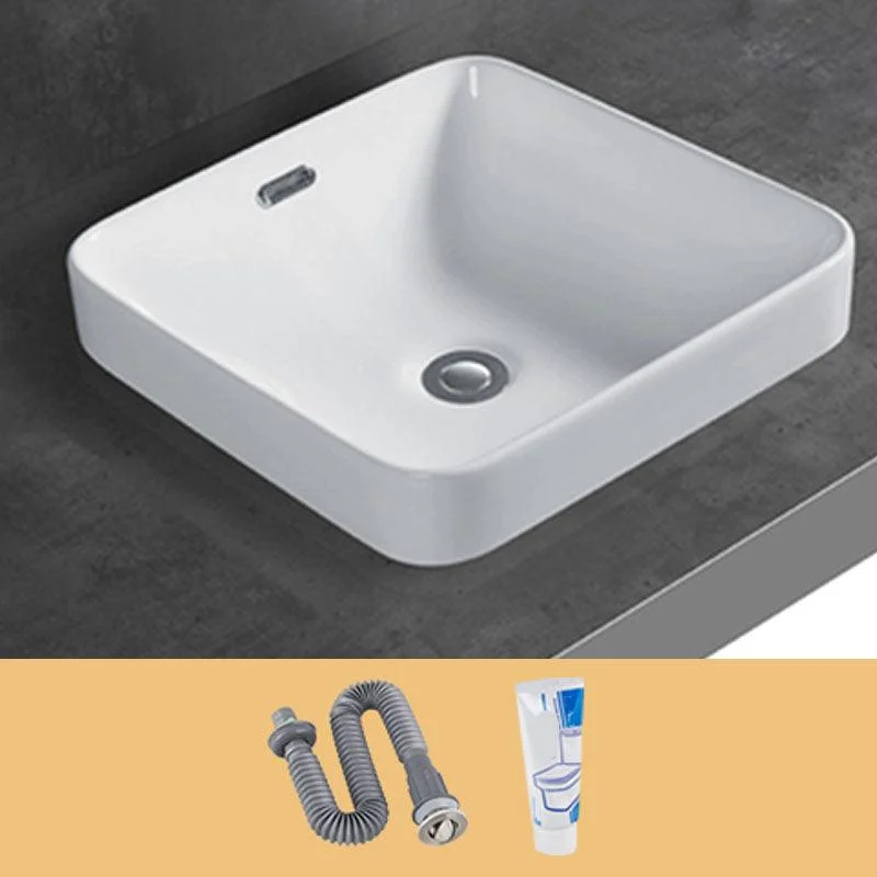 Contemporary Bathroom Sink with Overflow Porcelain Round Vessel Bathroom Sink Only -Bathlova