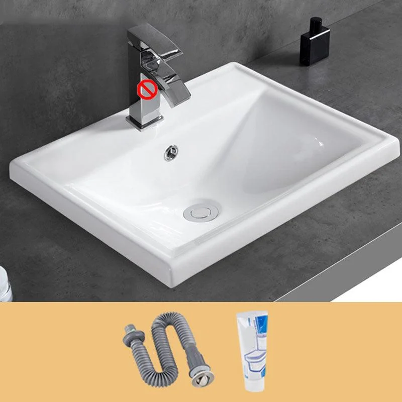 Contemporary Bathroom Sink with Overflow Porcelain Round Vessel Bathroom Sink Only -Bathlova