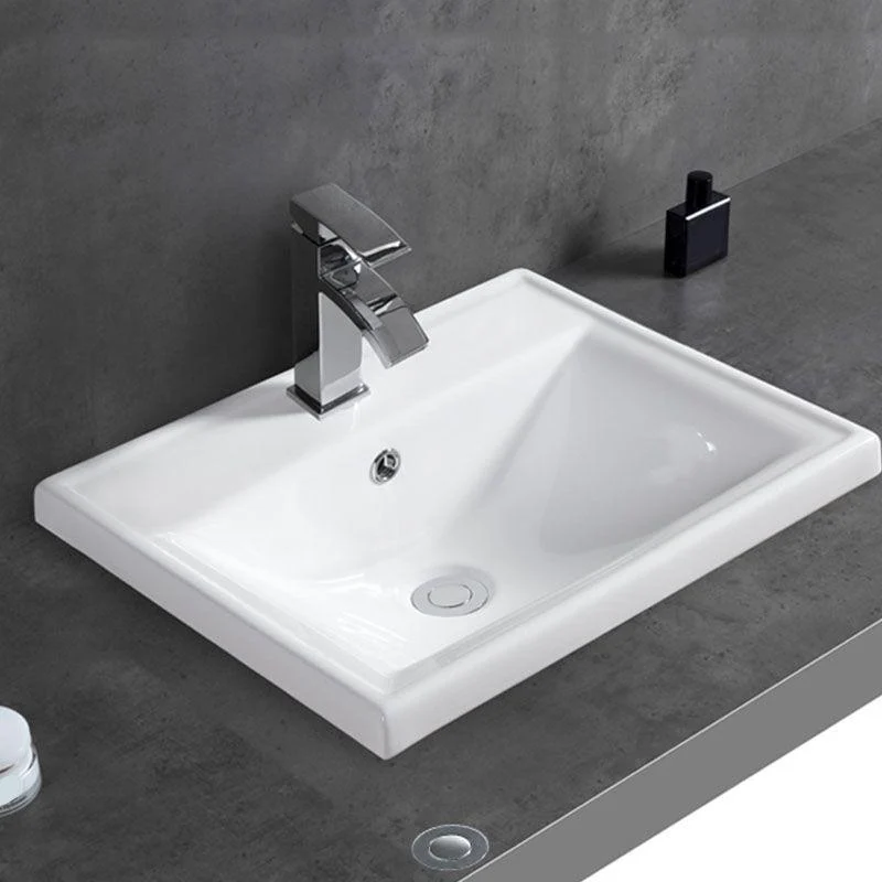 Contemporary Bathroom Sink with Overflow Porcelain Round Vessel Bathroom Sink Only -Bathlova