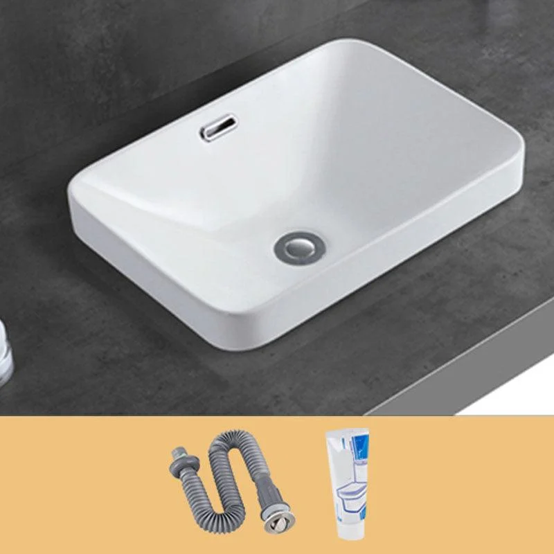 Contemporary Bathroom Sink with Overflow Porcelain Round Vessel Bathroom Sink Only -Bathlova