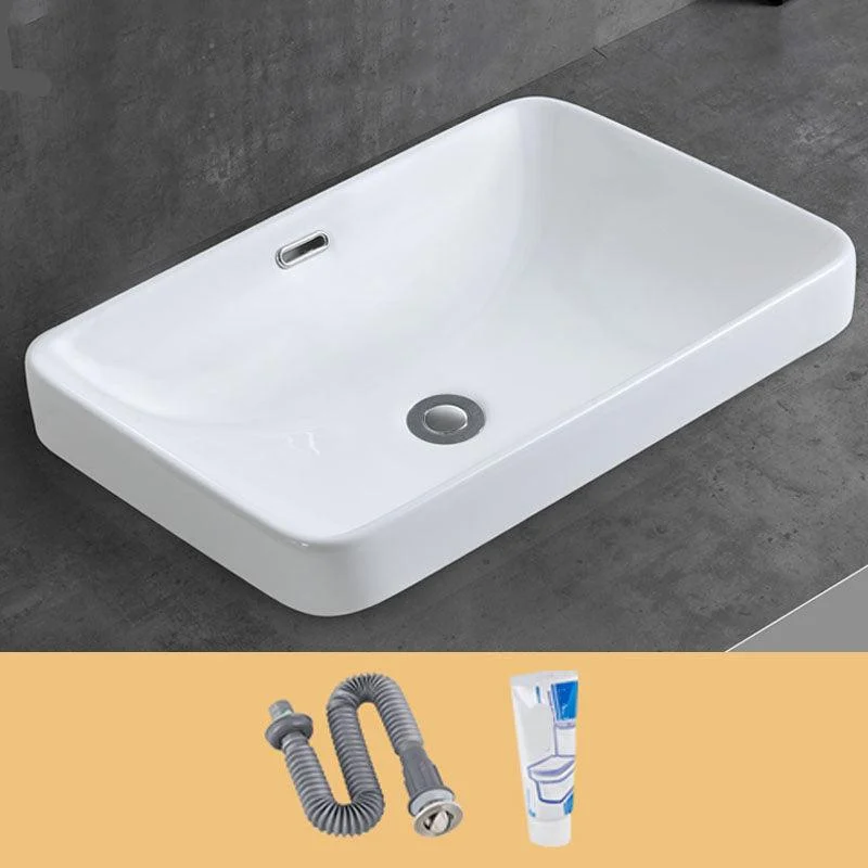 Contemporary Bathroom Sink with Overflow Porcelain Round Vessel Bathroom Sink Only -Bathlova