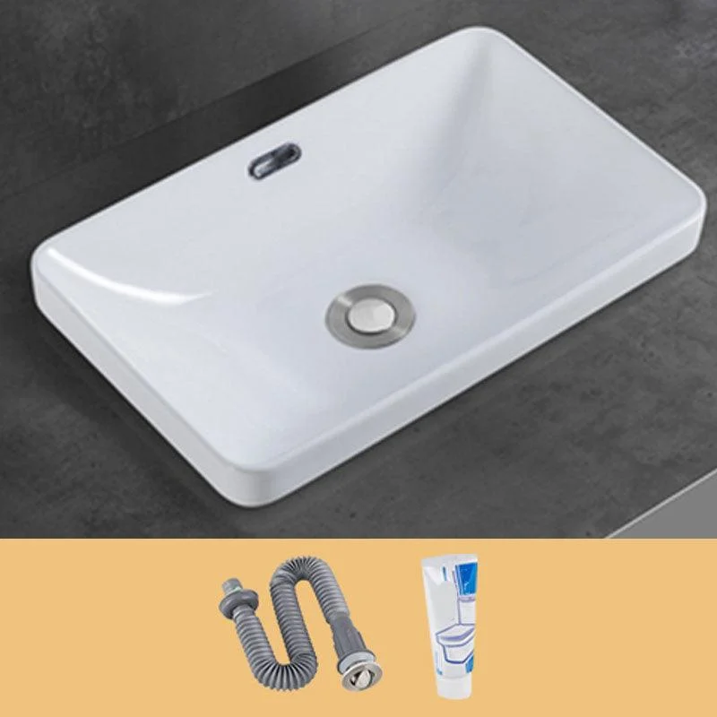 Contemporary Bathroom Sink with Overflow Porcelain Round Vessel Bathroom Sink Only -Bathlova