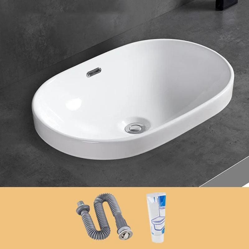 Contemporary Bathroom Sink with Overflow Porcelain Round Vessel Bathroom Sink Only -Bathlova