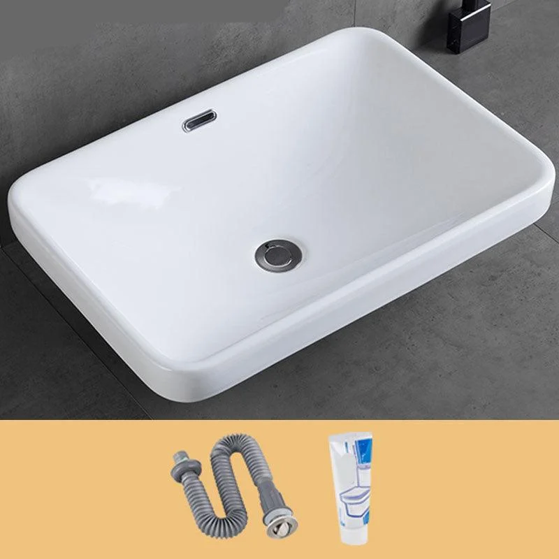 Contemporary Bathroom Sink with Overflow Porcelain Round Vessel Bathroom Sink Only -Bathlova