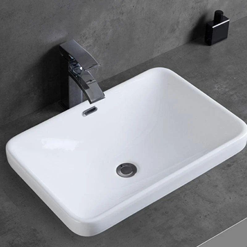 Contemporary Bathroom Sink with Overflow Porcelain Round Vessel Bathroom Sink Only -Bathlova