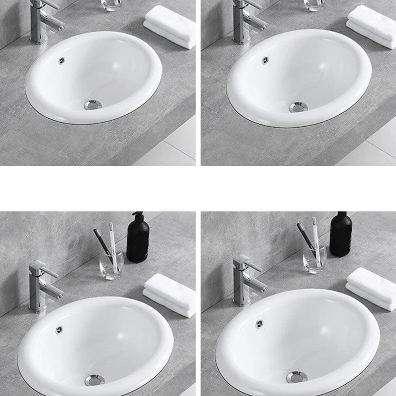 Contemporary Bathroom Sink with Overflow Porcelain Round Vessel Lavatory Sink -Bathlova