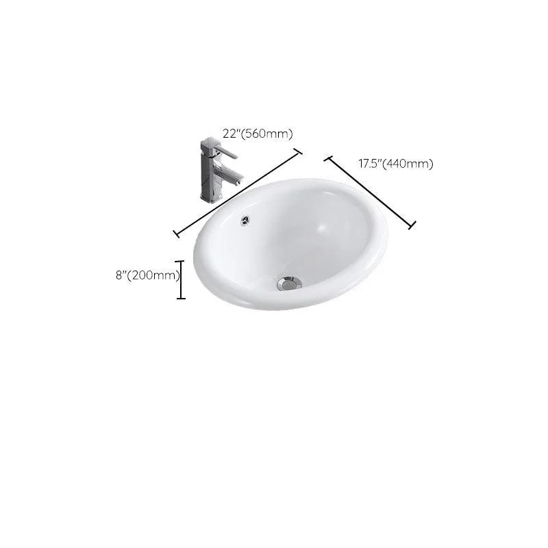 Contemporary Bathroom Sink with Overflow Porcelain Round Vessel Lavatory Sink -Bathlova