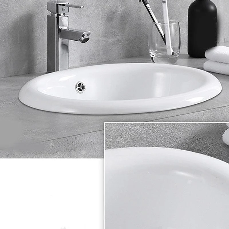 Contemporary Bathroom Sink with Overflow Porcelain Round Vessel Lavatory Sink -Bathlova