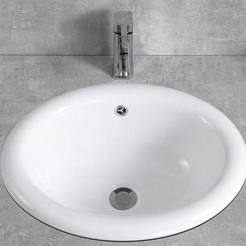 Contemporary Bathroom Sink with Overflow Porcelain Round Vessel Lavatory Sink -Bathlova