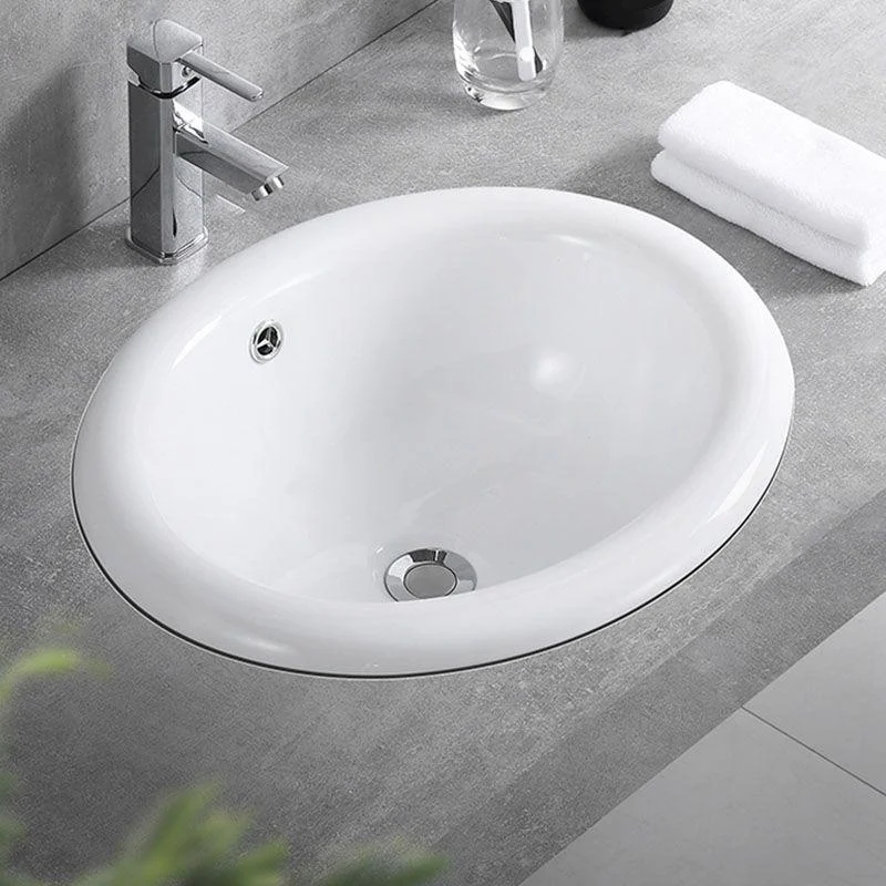 Contemporary Bathroom Sink with Overflow Porcelain Round Vessel Lavatory Sink -Bathlova