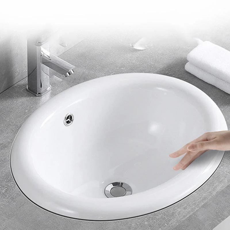 Contemporary Bathroom Sink with Overflow Porcelain Round Vessel Lavatory Sink -Bathlova