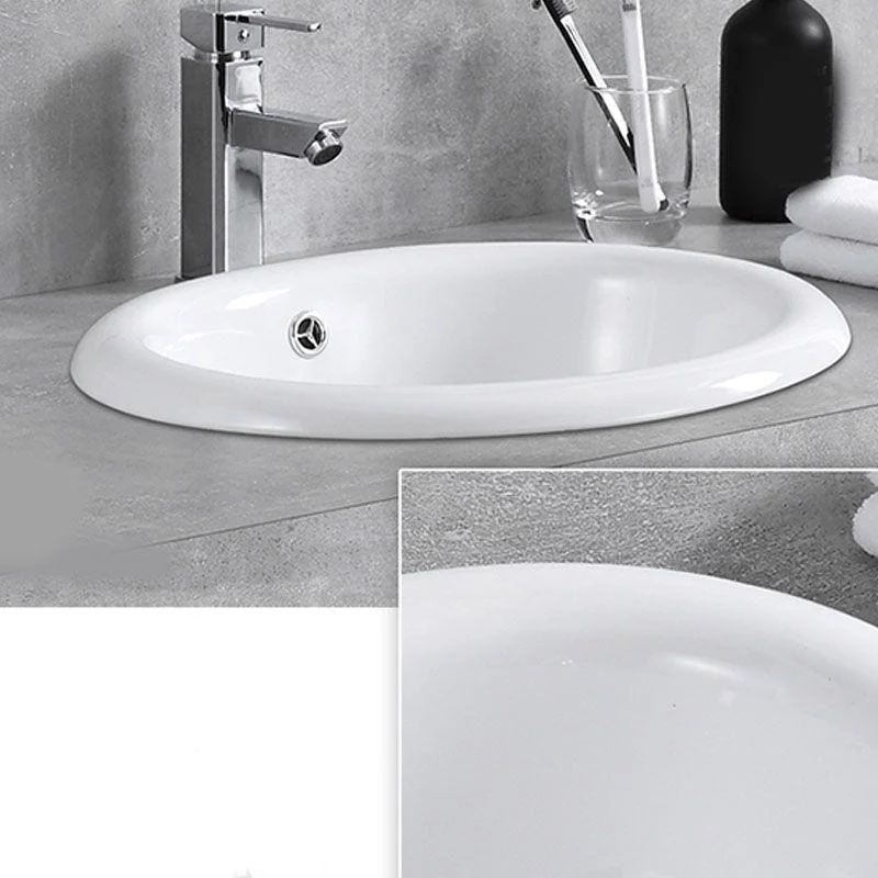 Contemporary Bathroom Sink with Overflow Porcelain Round Vessel Lavatory Sink -Bathlova