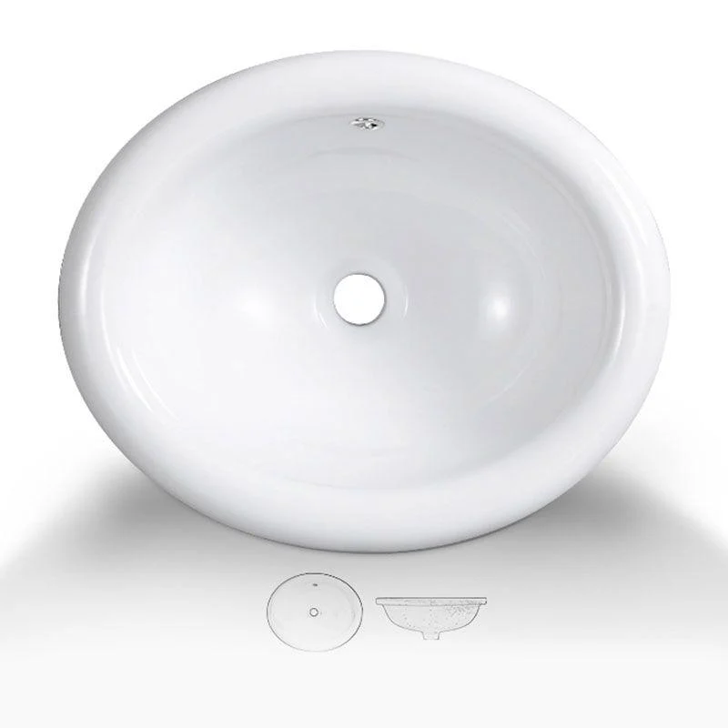 Contemporary Bathroom Sink with Overflow Porcelain Round Vessel Lavatory Sink -Bathlova