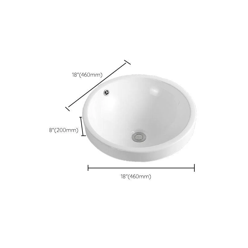 Contemporary Bathroom Sink with Overflow Porcelain Round Vessel Lavatory Sink -Bathlova