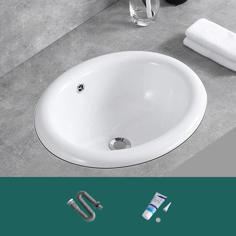 Contemporary Bathroom Sink with Overflow Porcelain Round Vessel Lavatory Sink -Bathlova