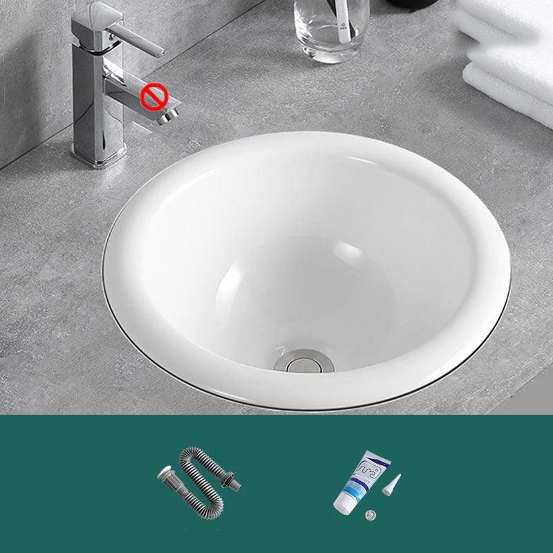 Contemporary Bathroom Sink with Overflow Porcelain Round Vessel Lavatory Sink -Bathlova