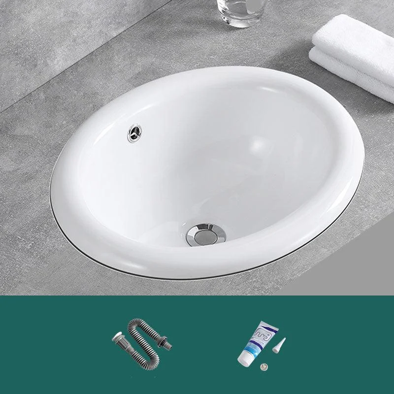 Contemporary Bathroom Sink with Overflow Porcelain Round Vessel Lavatory Sink -Bathlova