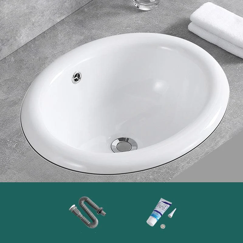 Contemporary Bathroom Sink with Overflow Porcelain Round Vessel Lavatory Sink -Bathlova