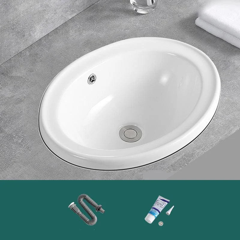 Contemporary Bathroom Sink with Overflow Porcelain Round Vessel Lavatory Sink -Bathlova