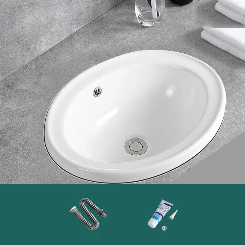 Contemporary Bathroom Sink with Overflow Porcelain Round Vessel Lavatory Sink -Bathlova