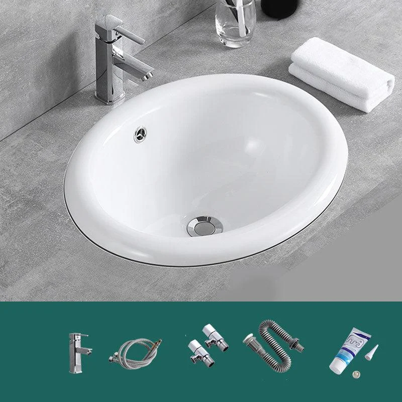 Contemporary Bathroom Sink with Overflow Porcelain Round Vessel Lavatory Sink -Bathlova