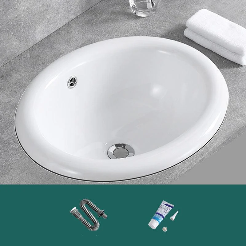 Contemporary Bathroom Sink with Overflow Porcelain Round Vessel Lavatory Sink -Bathlova