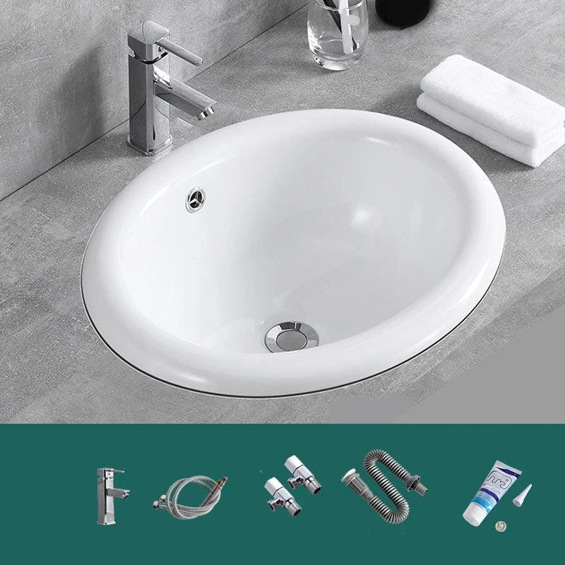 Contemporary Bathroom Sink with Overflow Porcelain Round Vessel Lavatory Sink -Bathlova