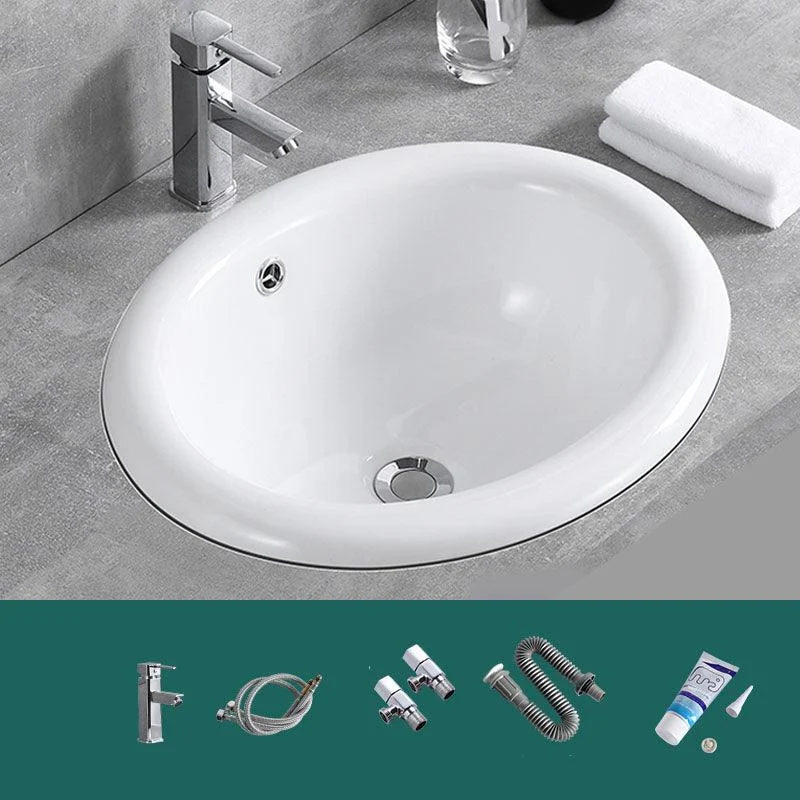 Contemporary Bathroom Sink with Overflow Porcelain Round Vessel Lavatory Sink -Bathlova