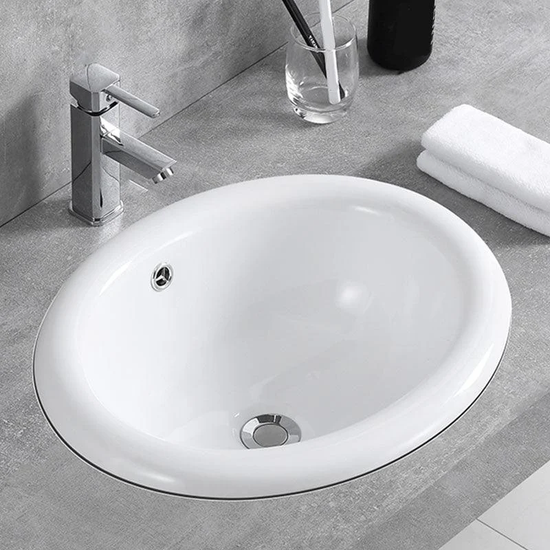 Contemporary Bathroom Sink with Overflow Porcelain Round Vessel Lavatory Sink -Bathlova