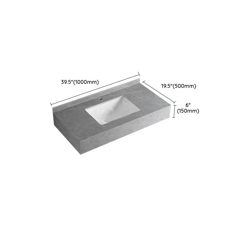 Contemporary Bathroom Sink with Pop-Up Drain Grey Rectangular Wall Mount Bathroom Sink -Bathlova