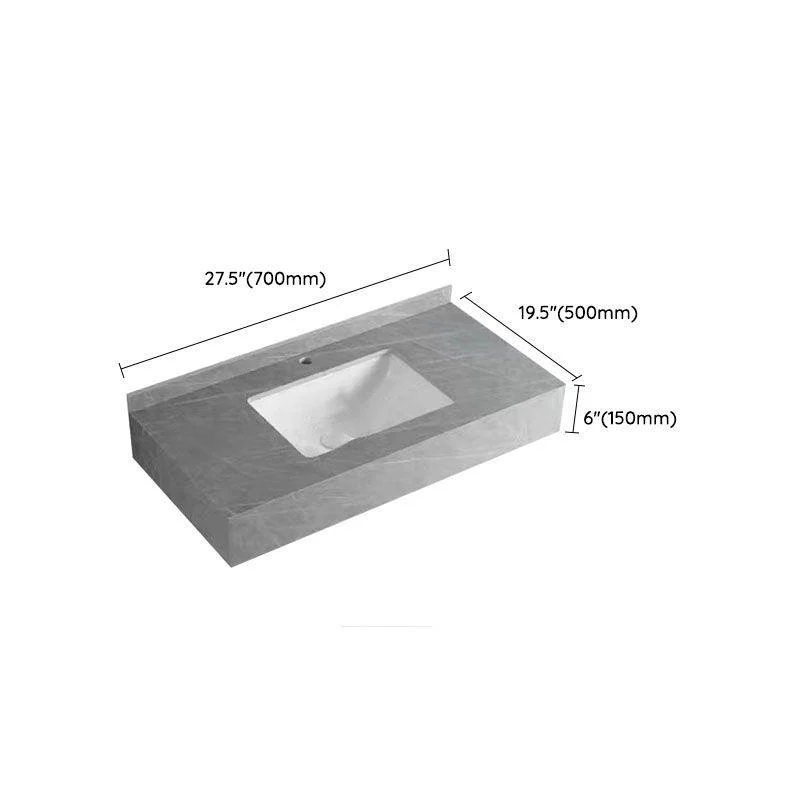 Contemporary Bathroom Sink with Pop-Up Drain Grey Rectangular Wall Mount Bathroom Sink -Bathlova