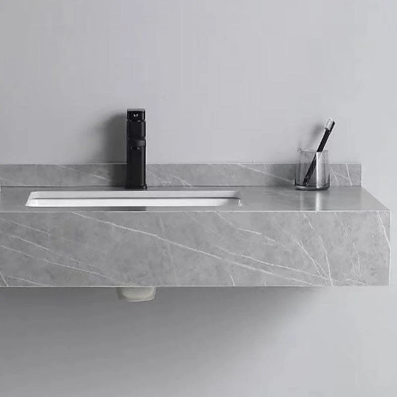 Contemporary Bathroom Sink with Pop-Up Drain Grey Rectangular Wall Mount Bathroom Sink -Bathlova