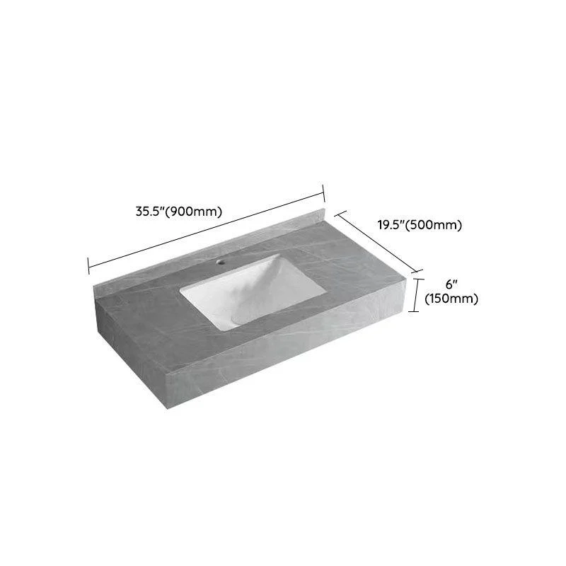 Contemporary Bathroom Sink with Pop-Up Drain Grey Rectangular Wall Mount Bathroom Sink -Bathlova