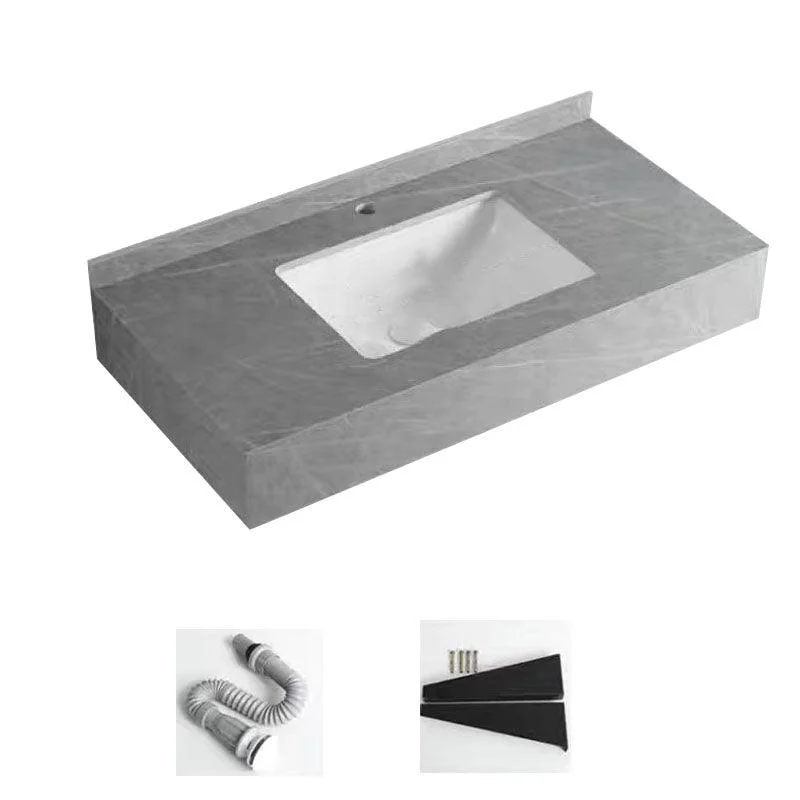 Contemporary Bathroom Sink with Pop-Up Drain Grey Rectangular Wall Mount Bathroom Sink -Bathlova