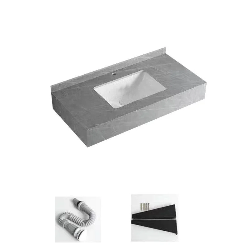 Contemporary Bathroom Sink with Pop-Up Drain Grey Rectangular Wall Mount Bathroom Sink -Bathlova