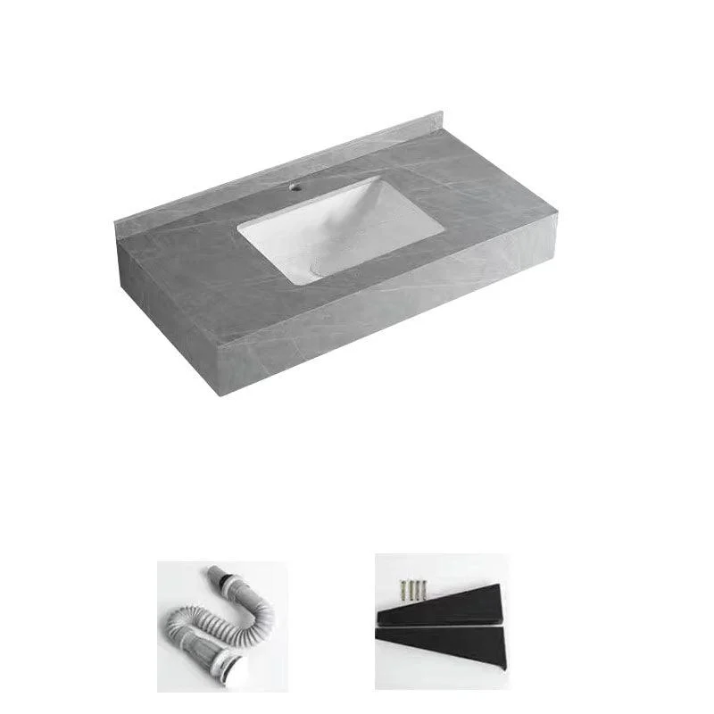 Contemporary Bathroom Sink with Pop-Up Drain Grey Rectangular Wall Mount Bathroom Sink -Bathlova