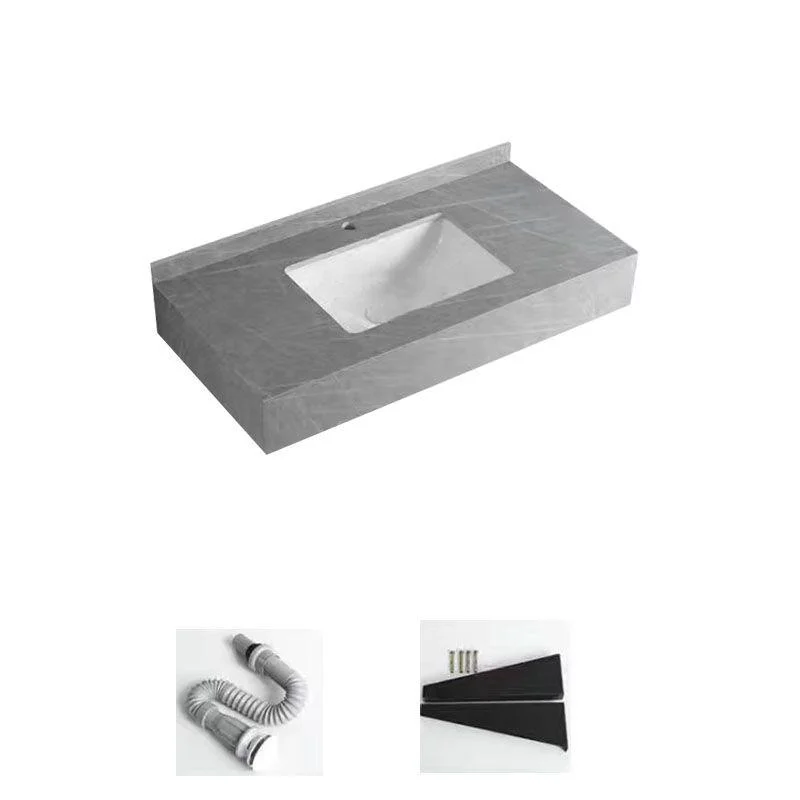 Contemporary Bathroom Sink with Pop-Up Drain Grey Rectangular Wall Mount Bathroom Sink -Bathlova