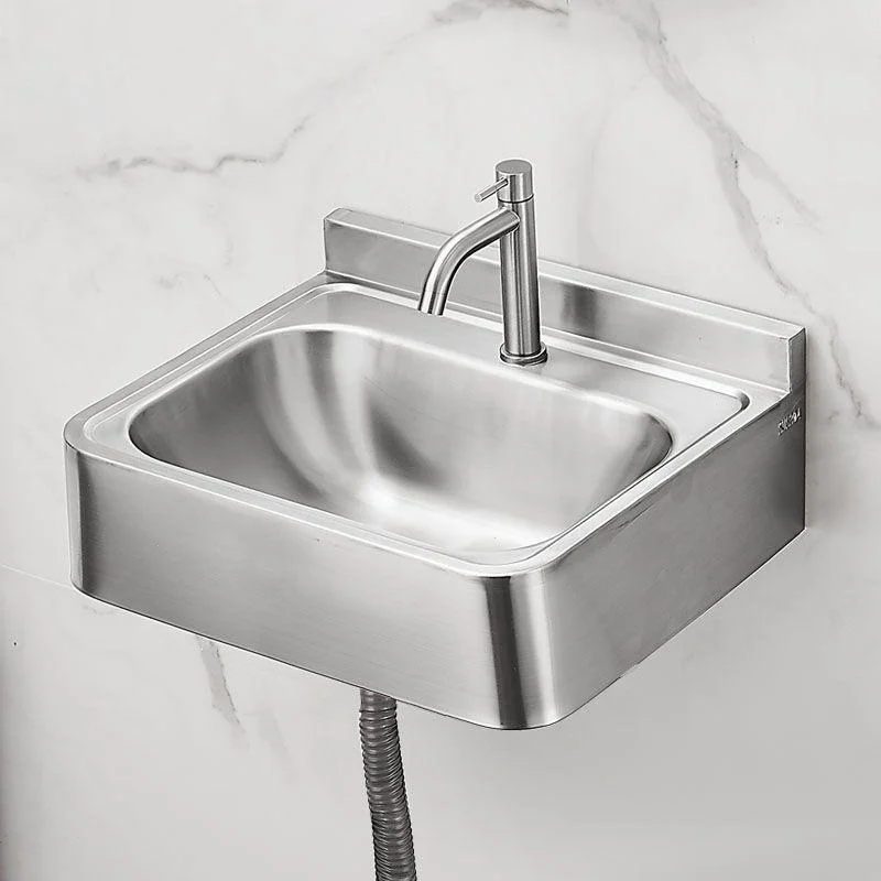 Contemporary Bathroom Sink with Pop-Up Drain Metal Rectangular Wall Mount Bathroom Sink -Bathlova