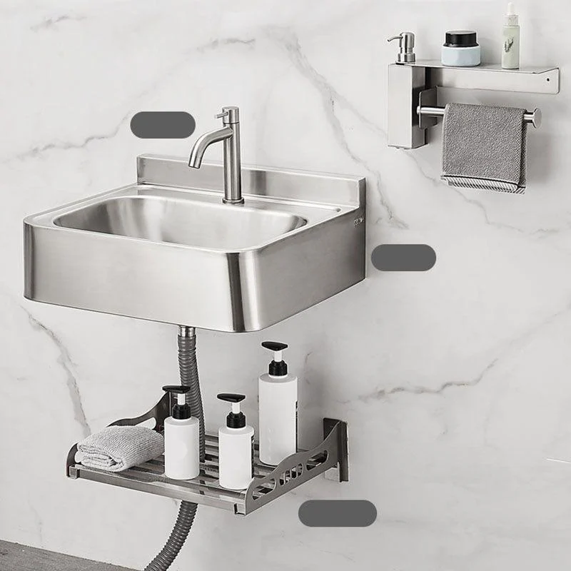 Contemporary Bathroom Sink with Pop-Up Drain Metal Rectangular Wall Mount Bathroom Sink -Bathlova