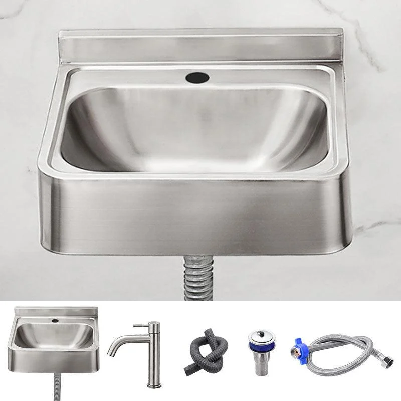 Contemporary Bathroom Sink with Pop-Up Drain Metal Rectangular Wall Mount Bathroom Sink -Bathlova