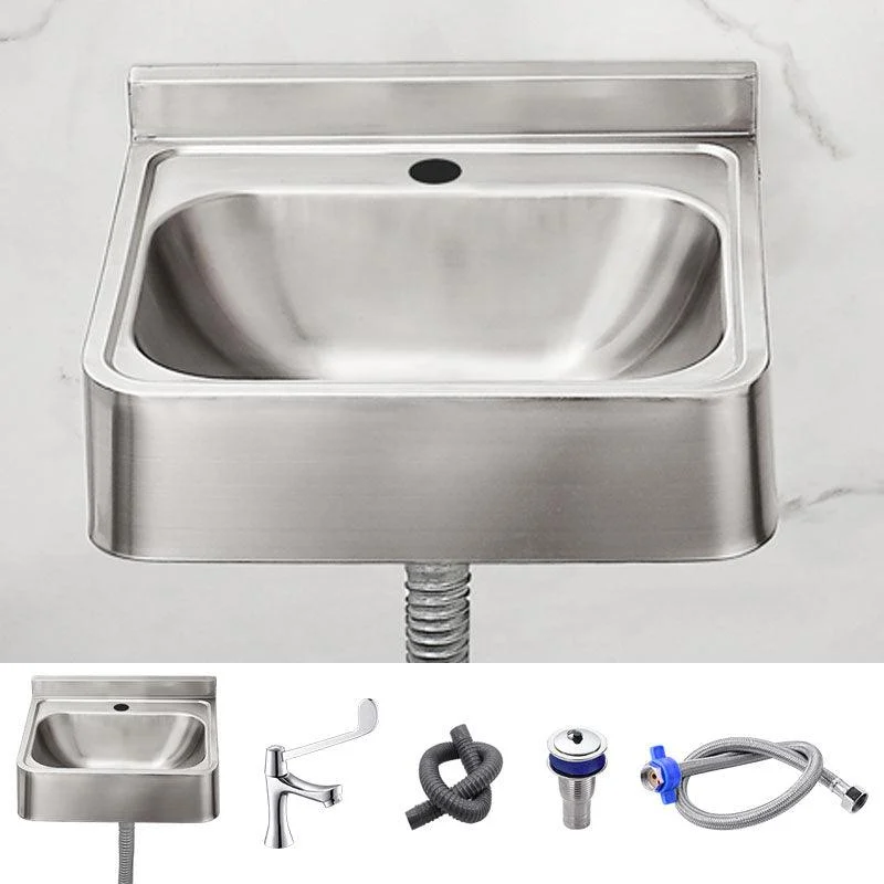 Contemporary Bathroom Sink with Pop-Up Drain Metal Rectangular Wall Mount Bathroom Sink -Bathlova