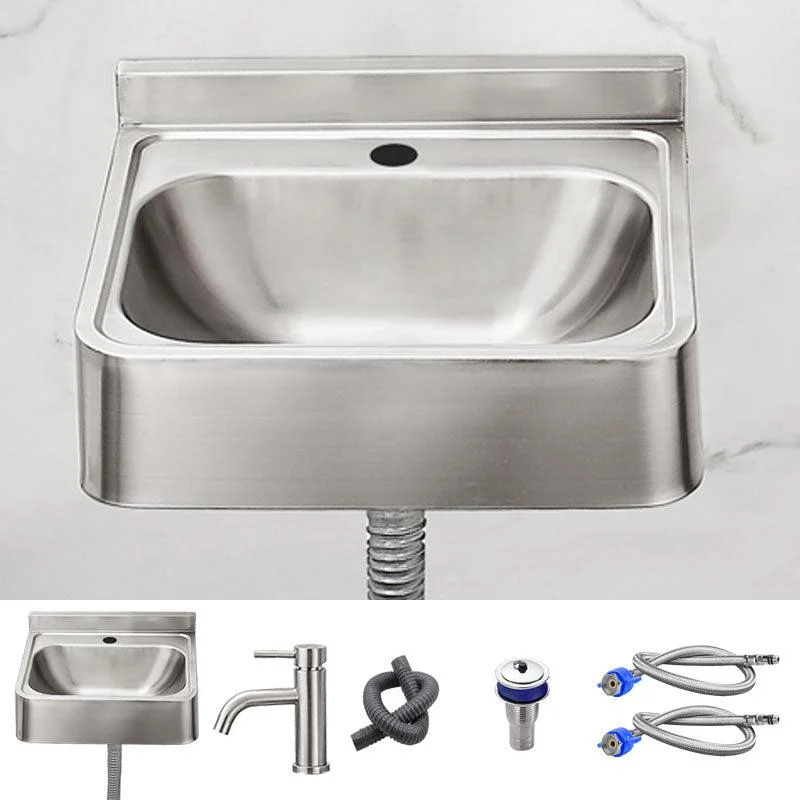 Contemporary Bathroom Sink with Pop-Up Drain Metal Rectangular Wall Mount Bathroom Sink -Bathlova